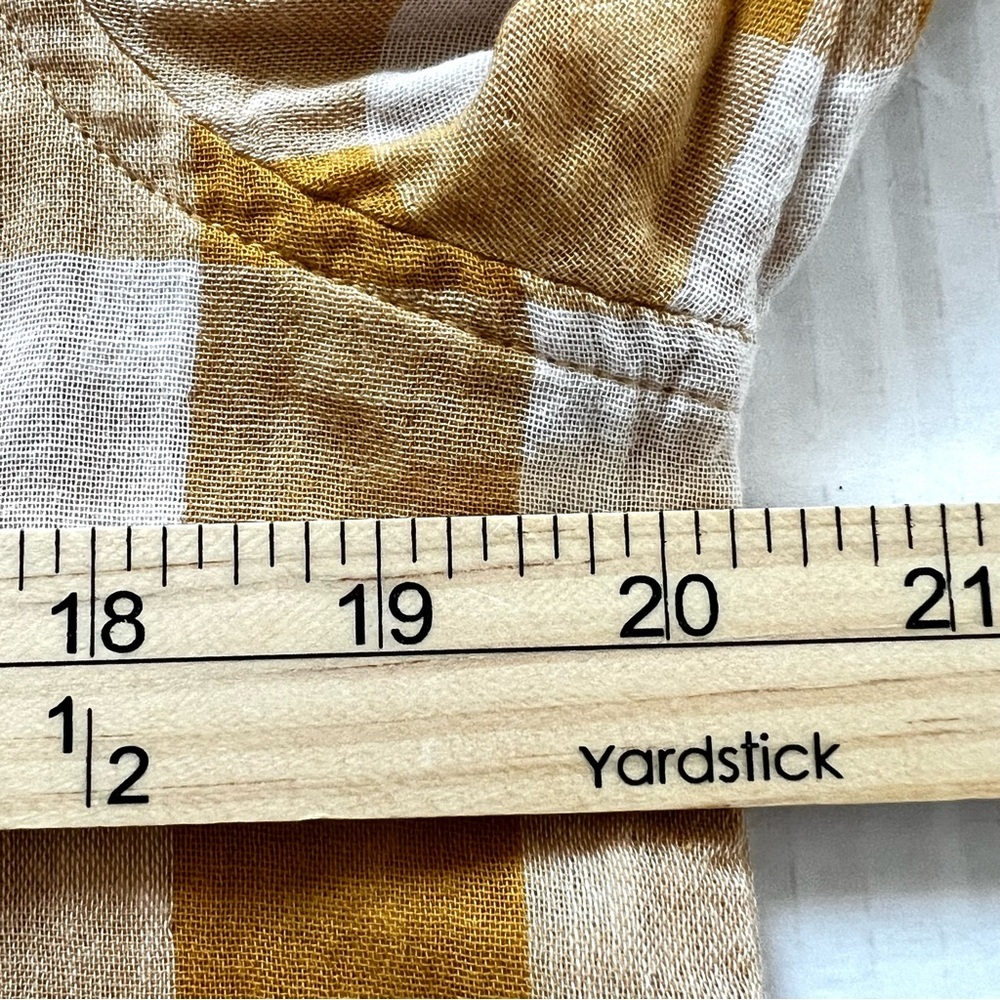 NWOT Pact Coastal Daily Organic Cotton Gingham Double Gauze V-Neck Top Yellow M - Picture 15 of 16